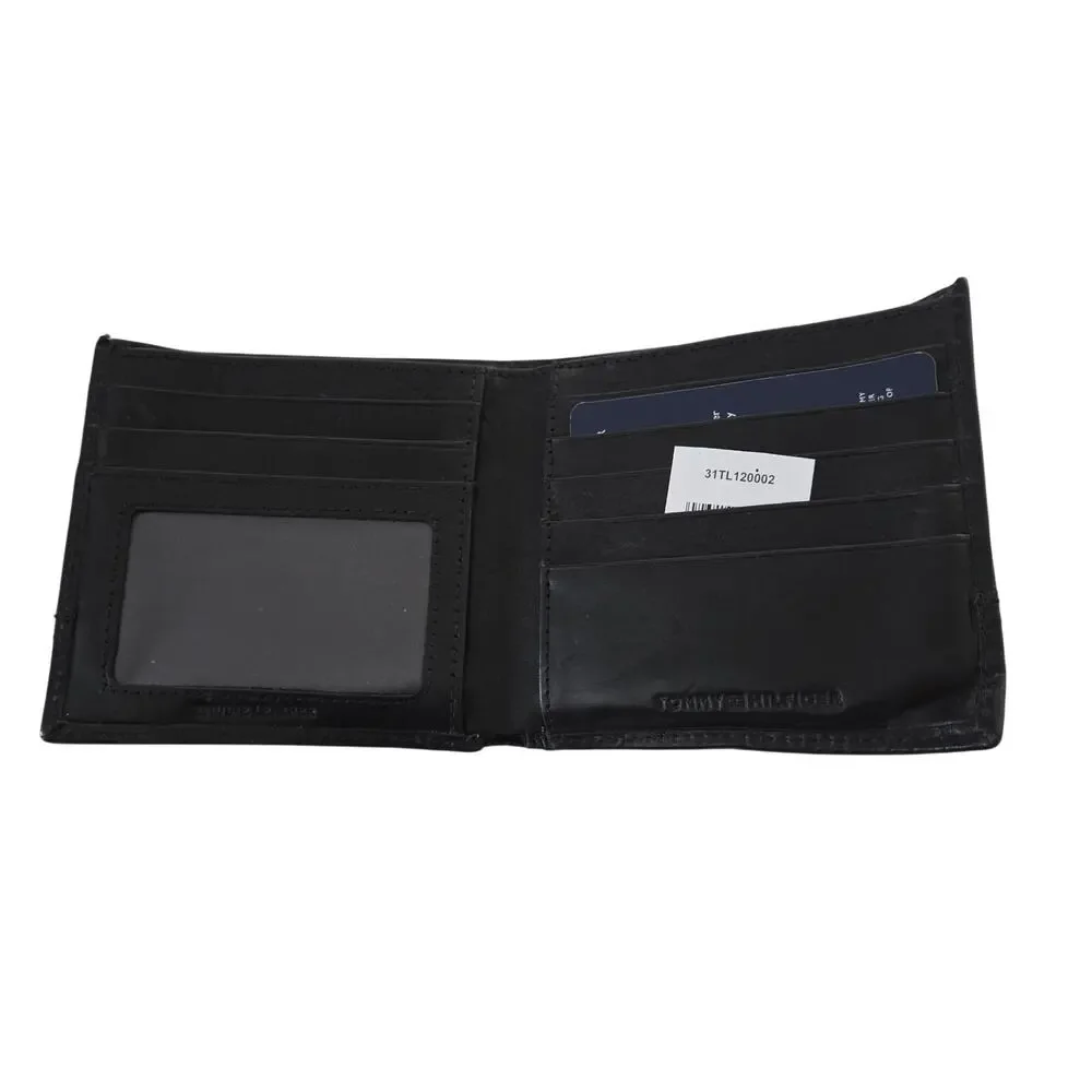 Tommy Hilfiger Hipster Black Soft Leather Bifold Wallet RFID Blocking Protection